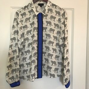 Topshop Cheetah Print Button Down Blouse